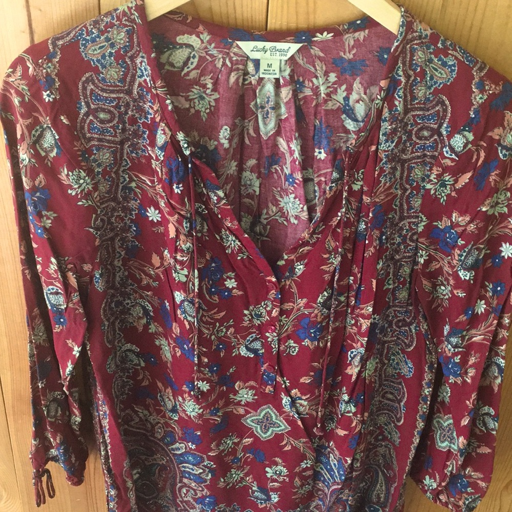 BoHo floral popover blouse